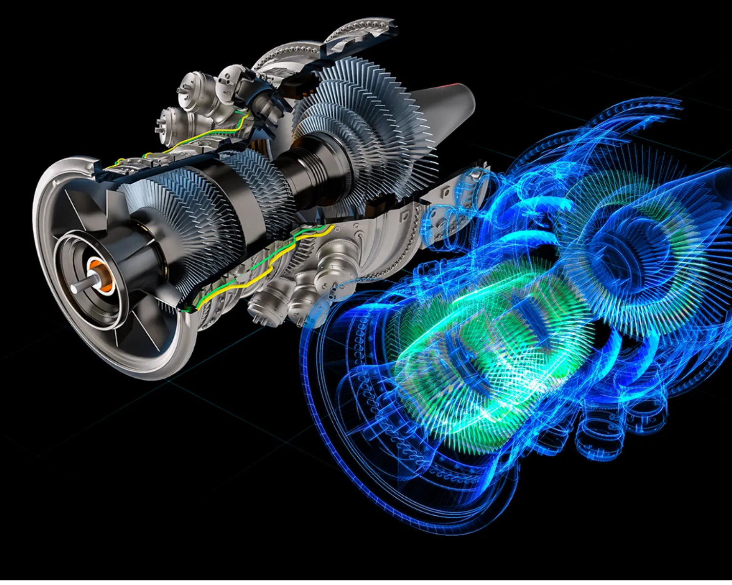 ジェットエンジンの3D構造モデルのイメージ